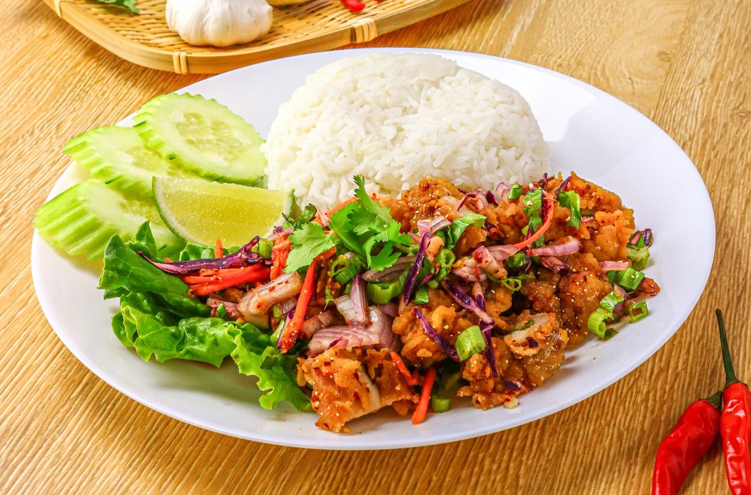 Fried chicken spicy salad